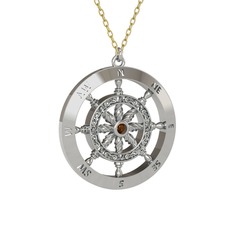 Dumanlı kuvars 925 ayar gümüş kolye (40 cm altın rolo zincir)