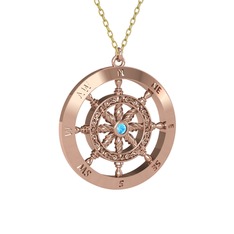 Vasco Dümen Kolye - Akuamarin 925 ayar rose altın kaplama gümüş kolye (40 cm altın rolo zincir) #1vlpk0r