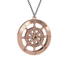 Peridot 8 ayar rose altın kolye (40 cm gümüş rolo zincir)