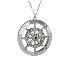 Vasco Dümen Kolye - Dumanlı kuvars 925 ayar gümüş kolye (40 cm gümüş rolo zincir) #2ce0x