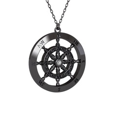 Vasco Dümen Kolye - Swarovski 925 ayar siyah rodyum kaplama gümüş kolye (40 cm gümüş rolo zincir) #fzqi4h