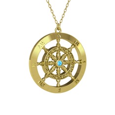 Vasco Dümen Kolye - Akuamarin 925 ayar altın kaplama gümüş kolye (40 cm altın rolo zincir) #zuhkve