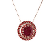 Lyra Kolye - Kök yakut ve garnet 14 ayar rose altın kolye (40 cm rose altın rolo zincir) #1026ryt