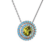 Lyra Kolye - Peridot ve akuamarin 18 ayar rose altın kolye (40 cm gümüş rolo zincir) #10ayc2w