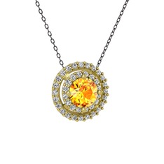 Lyra Kolye - Sitrin ve swarovski 8 ayar altın kolye (40 cm gümüş rolo zincir) #10kxdxr