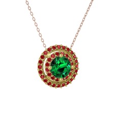 Lyra Kolye - Yeşil kuvars ve garnet 925 ayar altın kaplama gümüş kolye (40 cm gümüş rolo zincir) #10oqbdz