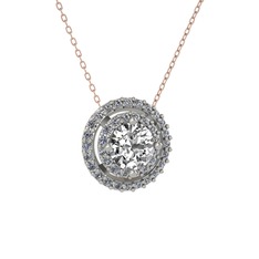 Lyra Kolye - Swarovski ve pırlanta 925 ayar gümüş kolye (0.351 karat, 40 cm rose altın rolo zincir) #10uy6do
