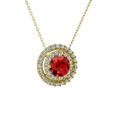 Lyra Kolye - Garnet ve swarovski 8 ayar altın kolye (40 cm altın rolo zincir) #13k1npd
