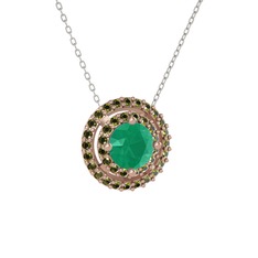 Kök zümrüt ve peridot 8 ayar rose altın kolye (40 cm beyaz altın rolo zincir)