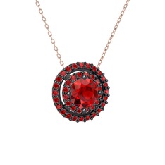 Lyra Kolye - Garnet 925 ayar siyah rodyum kaplama gümüş kolye (40 cm rose altın rolo zincir) #14vfb7