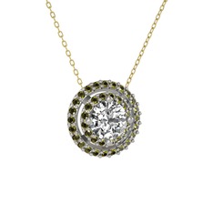 Swarovski ve peridot 925 ayar gümüş kolye (40 cm altın rolo zincir)