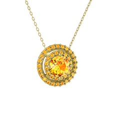 Lyra Kolye - Sitrin 18 ayar altın kolye (40 cm altın rolo zincir) #16askug