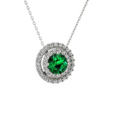 Yeşil kuvars ve swarovski 18 ayar beyaz altın kolye (40 cm gümüş rolo zincir)