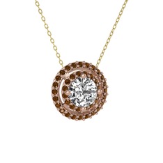 Lyra Kolye - Swarovski ve dumanlı kuvars 8 ayar rose altın kolye (40 cm gümüş rolo zincir) #19l52ji