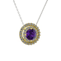 Lyra Kolye - Ametist ve pırlanta 18 ayar altın kolye (0.351 karat, 40 cm beyaz altın rolo zincir) #1bge5fc