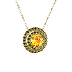 Sitrin ve peridot 8 ayar altın kolye (40 cm altın rolo zincir)