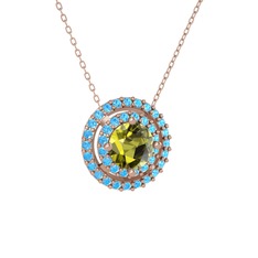 Lyra Kolye - Peridot ve akuamarin 14 ayar rose altın kolye (40 cm rose altın rolo zincir) #1btawyd