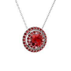 Lyra Kolye - Garnet 925 ayar gümüş kolye (40 cm beyaz altın rolo zincir) #1cji8e