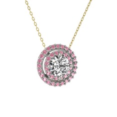 Lyra Kolye - Swarovski ve pembe kuvars 18 ayar beyaz altın kolye (40 cm gümüş rolo zincir) #1co5skz