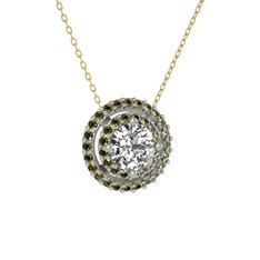 Lyra Kolye - Swarovski ve peridot 8 ayar beyaz altın kolye (40 cm gümüş rolo zincir) #1de4zqj