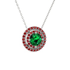 Lyra Kolye - Yeşil kuvars ve garnet 8 ayar beyaz altın kolye (40 cm gümüş rolo zincir) #1eia8rw