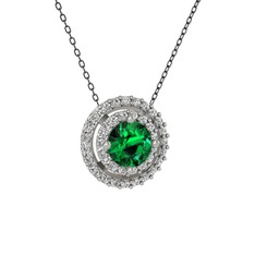 Yeşil kuvars ve swarovski 18 ayar beyaz altın kolye (40 cm gümüş rolo zincir)