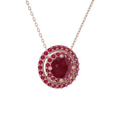 Lyra Kolye - Kök yakut ve rodolit garnet 18 ayar rose altın kolye (40 cm rose altın rolo zincir) #1er5flb