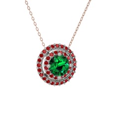 Lyra Kolye - Yeşil kuvars ve garnet 925 ayar gümüş kolye (40 cm rose altın rolo zincir) #1fphf0w