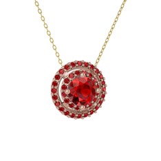 Lyra Kolye - Garnet 18 ayar rose altın kolye (40 cm altın rolo zincir) #1g88q0d