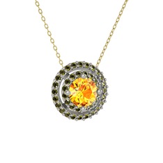 Lyra Kolye - Sitrin ve peridot 18 ayar beyaz altın kolye (40 cm gümüş rolo zincir) #1hmjb8i