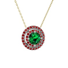 Yeşil kuvars ve garnet 8 ayar beyaz altın kolye (40 cm altın rolo zincir)