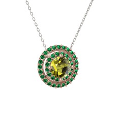 Lyra Kolye - Peridot ve yeşil kuvars 18 ayar rose altın kolye (40 cm beyaz altın rolo zincir) #1js71qs