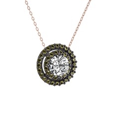 Lyra Kolye - Swarovski ve peridot 925 ayar siyah rodyum kaplama gümüş kolye (40 cm rose altın rolo zincir) #1juivj0