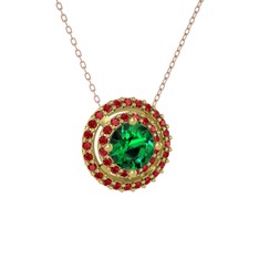Lyra Kolye - Yeşil kuvars ve garnet 14 ayar altın kolye (40 cm rose altın rolo zincir) #1leuind