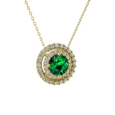 Yeşil kuvars ve swarovski 14 ayar altın kolye (40 cm altın rolo zincir)