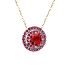 Garnet ve rodolit garnet 14 ayar beyaz altın kolye (40 cm altın rolo zincir)