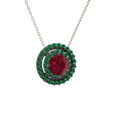 Lyra Kolye - Kök yakut ve yeşil kuvars 925 ayar siyah rodyum kaplama gümüş kolye (40 cm rose altın rolo zincir) #1mvz2p9