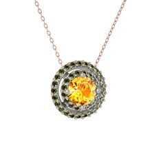 Lyra Kolye - Sitrin ve peridot 18 ayar beyaz altın kolye (40 cm gümüş rolo zincir) #1nis72p