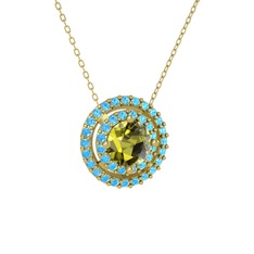 Lyra Kolye - Peridot ve akuamarin 18 ayar altın kolye (40 cm altın rolo zincir) #1o01a8m