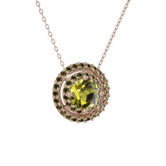 Lyra Kolye - Peridot 14 ayar rose altın kolye (40 cm rose altın rolo zincir) #1o4fxjz