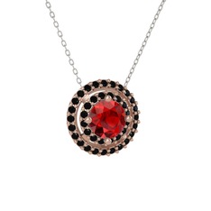 Lyra Kolye - Garnet ve siyah zirkon 18 ayar rose altın kolye (40 cm beyaz altın rolo zincir) #1ocubc8