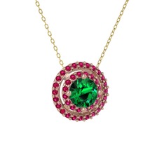 Lyra Kolye - Yeşil kuvars ve rodolit garnet 14 ayar rose altın kolye (40 cm altın rolo zincir) #1or9ges