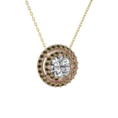 Lyra Kolye - Pırlanta ve peridot 18 ayar rose altın kolye (0.92 karat, 40 cm altın rolo zincir) #1qoy5r6