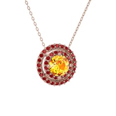 Lyra Kolye - Sitrin ve garnet 925 ayar rose altın kaplama gümüş kolye (40 cm gümüş rolo zincir) #1rpo9i7