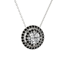Lyra Kolye - Swarovski ve siyah zirkon 925 ayar gümüş kolye (40 cm gümüş rolo zincir) #1t26osj