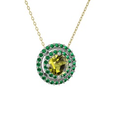 Lyra Kolye - Peridot ve yeşil kuvars 925 ayar gümüş kolye (40 cm altın rolo zincir) #1ul6i4z