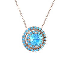 Lyra Kolye - Akuamarin 8 ayar rose altın kolye (40 cm rose altın rolo zincir) #1wh7zr6