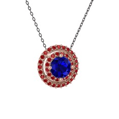 Lyra Kolye - Lab safir ve garnet 14 ayar rose altın kolye (40 cm gümüş rolo zincir) #1wqd5o0
