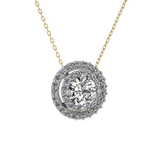 Lyra Kolye - Swarovski ve pırlanta 8 ayar beyaz altın kolye (0.351 karat, 40 cm altın rolo zincir) #2i05rn