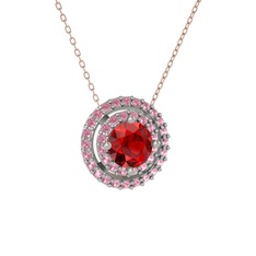 Lyra Kolye - Garnet ve pembe kuvars 925 ayar gümüş kolye (40 cm gümüş rolo zincir) #3tynjp